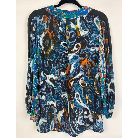 Tryb Anthropologie Womens Silk Blouse S Wearable Art Artsy‎ Boho Lagenlook Flowy - Picture 4 of 6